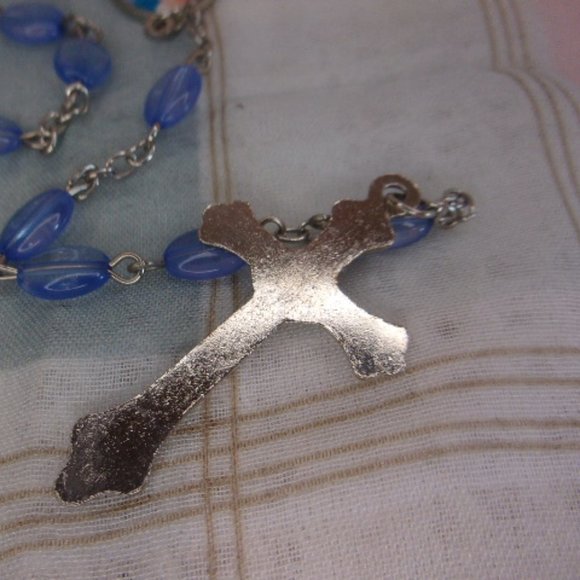 Light Blue Rosary Prayer Beads Virgin Mother - Picture 4 of 12